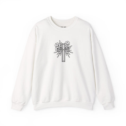 Religious Cross WHITE Crewneck Sweatshirt