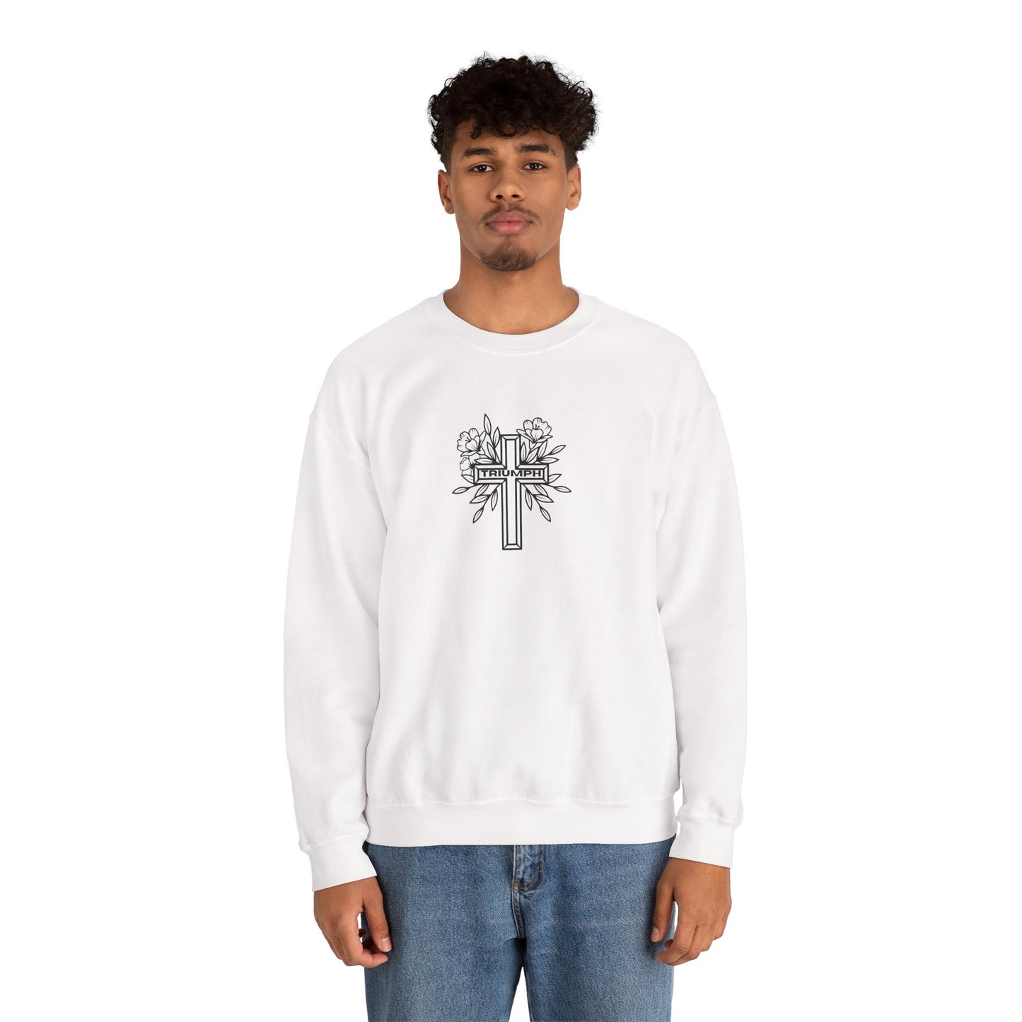 Religious Cross WHITE Crewneck Sweatshirt